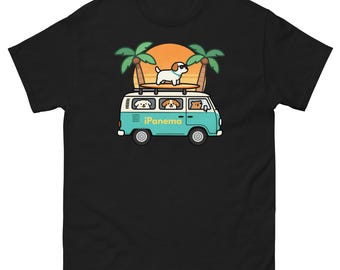 Ipanema Surf Bus Dog T-Shirt — Funny Retro Beach Van Dog Gift