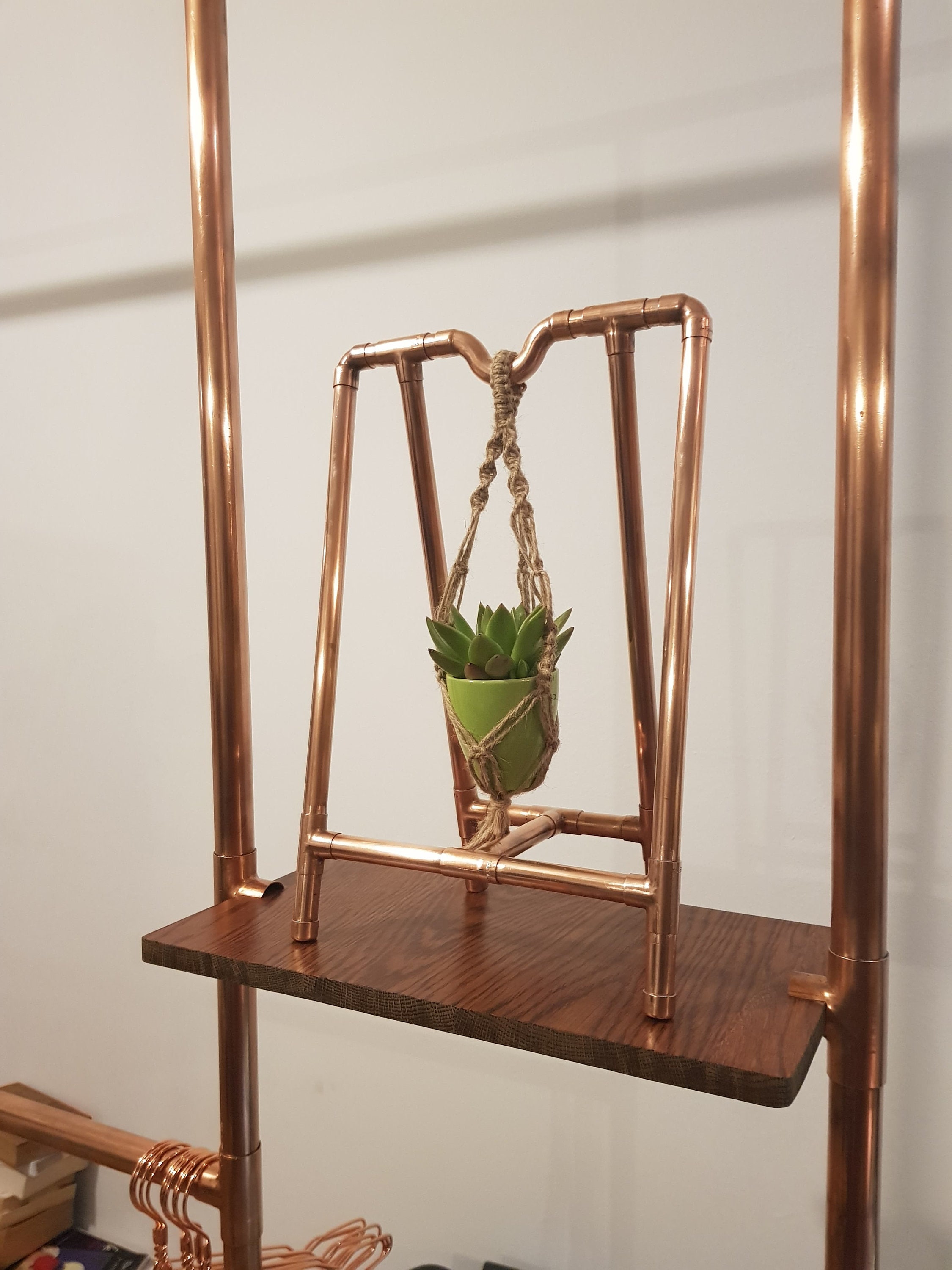 PIPELINE Small Copper Pipe Plant Hanger with Macramé and Pot Etsy