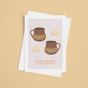 Friendship/ Love Card Spanish/ Concha Cafecito/ Tarjeta de Felicitacion/ Latina Stationary/ Funny Gift For Mom/ Latina Friend Gift