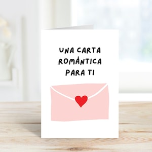 Carta Romántica Tarjeta de Felicitación Español/ Carta de Regalo de Aniversario/ Tarjeta de Amor/ Día de San Valentín/ Día San Valentín/ Estacionaria Latina/ Regalo