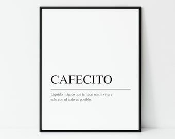 Cafecito Definition Spanish Quote/ Coffee Magic Latina Wall Art Poster/ Cafe Definicion Print/ Digital Download/ Printable/ Home Room Decor