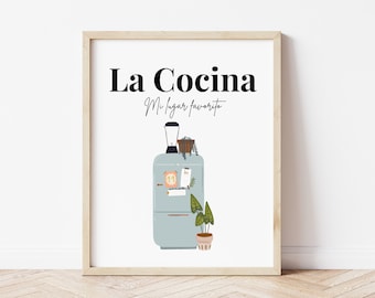 La Cocina Spanish Quote/ Wall Art/ Kitchen Poster/ Refrigerator Food Print/ Digital Download/ Printable/ Room Home Plant Decor/ Espanol