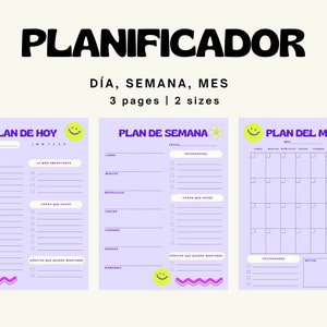 Printable Agenda Planner Spanish / Planificador Espanol/ Dia / Semana / Mes / Daily / Weekly /Monthly /Calendar / Retro Fun/ Habit Tracker/