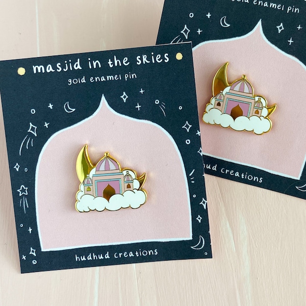 Enamel Pin-Masjid in the Skies Gold Enamel Pin, Muslim Pin, Mosque Enamel Pin, Muslim Enamel Pin, Islamic Pin Enamel, Paste Pin