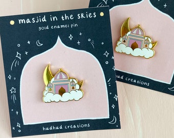 Enamel Pin-Masjid in the Skies Gold Enamel Pin, Muslim Pin, Mosque Enamel Pin, Muslim Enamel Pin, Islamic Pin Enamel, Paste Pin