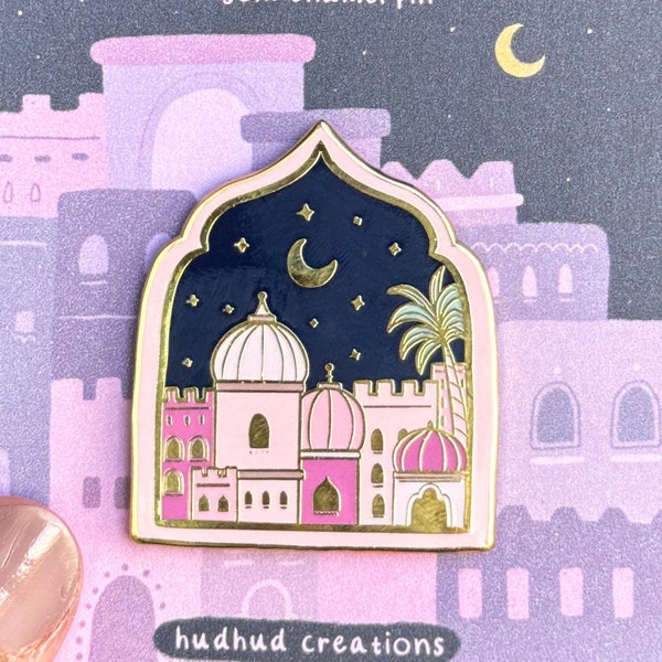 Enamel Pin-Masjid Nights Gold Enamel Pin, Muslim Pin, Mosque Enamel Pin, Muslim Enamel Pin, Islamic Pin Enamel, Paste Pin, Mediterranean Pin