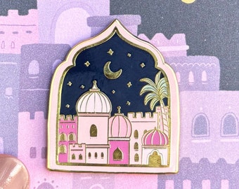 Enamel Pin-Masjid Nights Gold Enamel Pin, Muslim Pin, Mosque Enamel Pin, Muslim Enamel Pin, Islamic Pin Enamel, Paste Pin, Mediterranean Pin