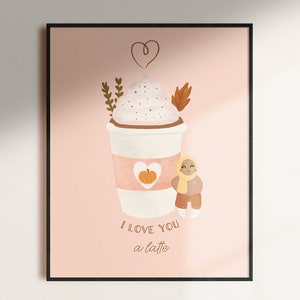 Descarga digital - Te amo un café con leche, impresión de arte digital tamaño carta de 11"x8.5", impresión de arte hijabi, cartel musulmán, impresión digital musulmana