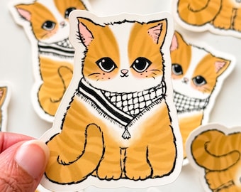 Catffiyeh Sticker - Cute Palestine Sticker - 100% of profits go to Palestine, Free Palestine Sticker, Cat Palestine Sticker, Kitty Palestine