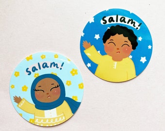 Salam Sticker Weatherproof Vinyl, Hydroflask Sticker, Islamic Sticker, Glossy Waterproof Sticker, Muslim Sticker,Hijabi Sticker,Cute Sticker