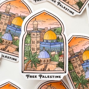 Holy Land Sticker - 100% of profits go to Palestine, Beautiful & Detailed Sticker of Jerusalem, Free Palestine Sticker