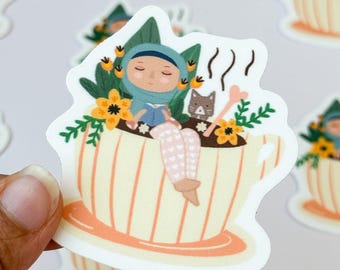 Sticker - Blooming Brew, Hijabi in a Coffee Cup