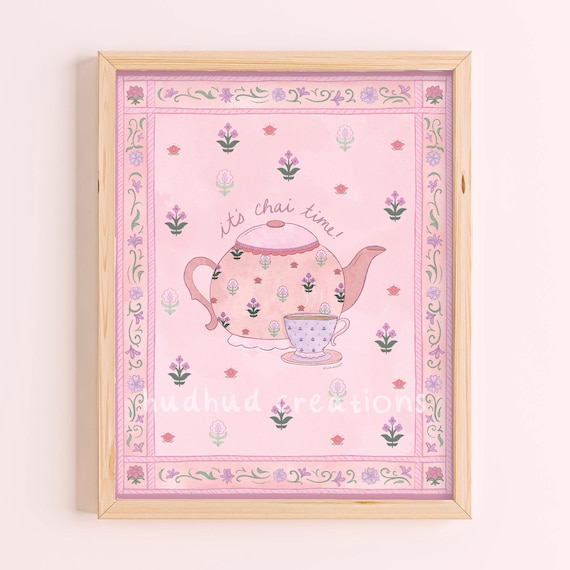 Print - It's Chai Time, Beautiful Desi Indian Mughal Jaipur Styled Print, 8x10" Printed on Luxe Cotton Paper, Museum-Quality Feel