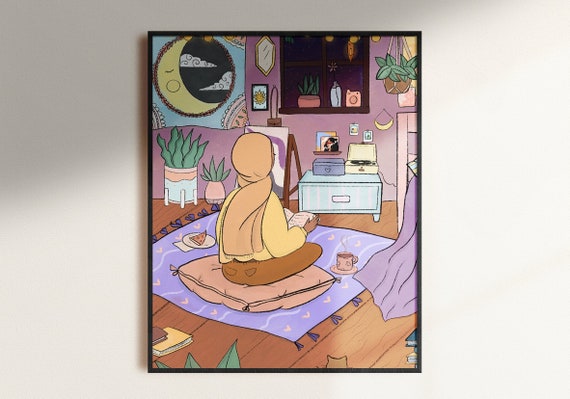 muslim anime cute girl | Art Print