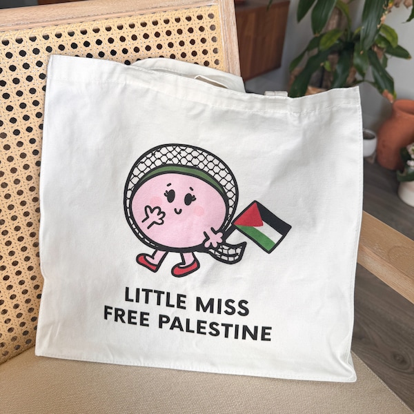 Tote Bag- Little Miss Free Palestine, 100% profits go towards Palestinians seeking asylum