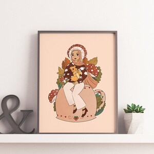 Digital Download - Mushroom Hijabi Art Print, 11x14&quot;, 8x10&quot;, 5x7&quot;