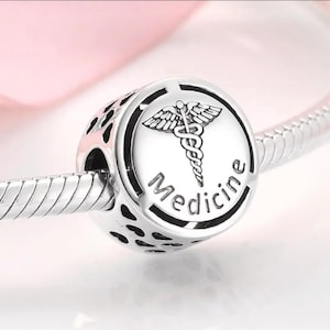Sterling silver charm, silver medical bracelet charm, medical symbol necklace pendant, doctor jewelry, silver keychain, silver bag charm