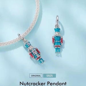 Sterling silver Fairytale the nutcracker soldier charm, original s925 enamel cubic zircon charm hole 4.5mm for bracelet, necklace pendant