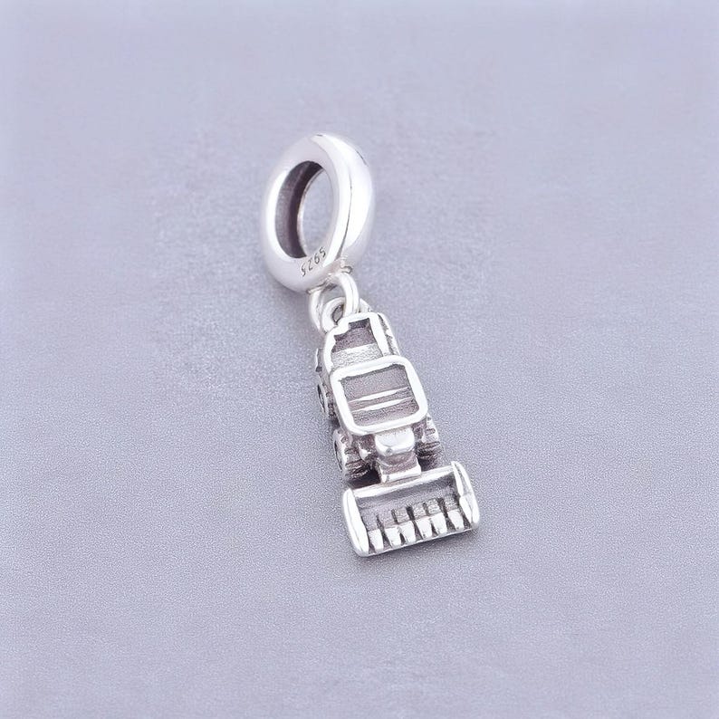 Sterling silver Farm farming tractor charm, farmer planting harvesting charm, original s925 charm hole 4.5mm for bracelet, necklace pendant image 2
