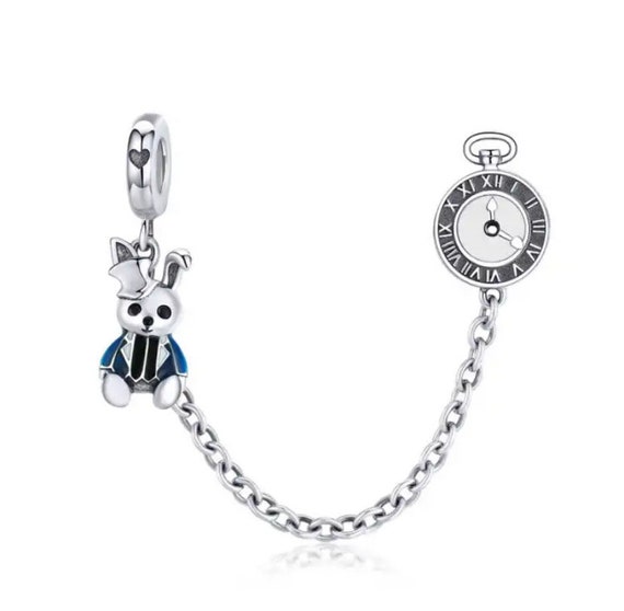 Buy Alice in Wonderland Safety Chain Charm, White Rabbit Clock
