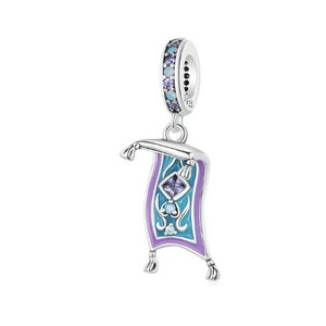 The aladdin magic carpet charm, flying carpet charm, sterling silver s925 enamel cz charm for european bracelets, necklace pendant