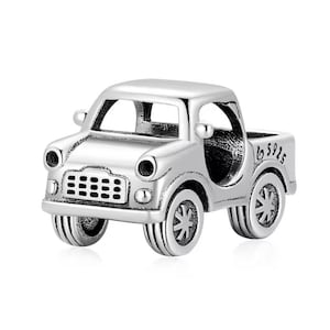 Pickup truck car charm, farm truck car charm, 100% real sterling silver s925 charm for european bracelets, necklace pendant diy