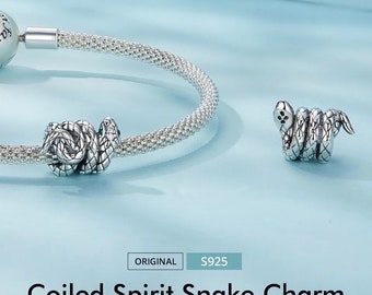 Spiritual animal snake charm, twisting snake charm, 100% real sterling silver s925 cz charm for european bracelets, necklace pendant