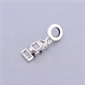 Sterling silver Farm farming tractor charm, farmer planting harvesting charm, original s925 charm hole 4.5mm for bracelet, necklace pendant image 1