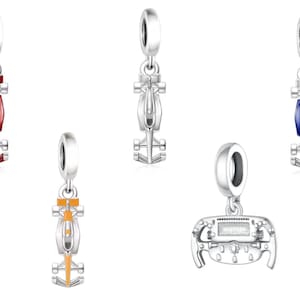 Série de charmes de voiture de course en argent sterling, breloques de karting, breloques de voiture de course de jeu, trou de breloque s925 original de 4,5 mm pour bracelet, pendentif de collier