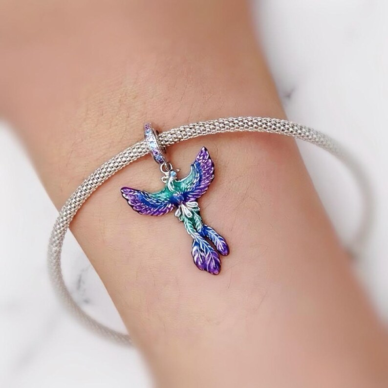 Sterling Silver Fantasy Phoenix Charm, Elegant Phoenix Charm, Original ...