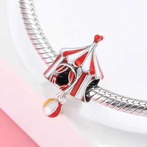 Circus tent charm, circus show charm, circus performance charm, 100% real sterling silver 925 charm for european bracelets, necklace pendant