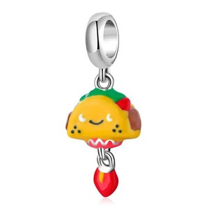 Cute cartoon food charm serie, Mexican food taco charm, 100% real sterling silver enamel charm for european bracelets, necklace pendant diy