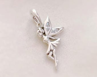 Sterling silver charm, fairy charm, elf bracelet charm, silver fairy necklace pendant, silver jewelry, flower fairy keychain, bag charm