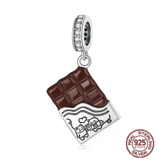 Sterling Silver Chocolate Bar Charm, Valentine's Day Gift