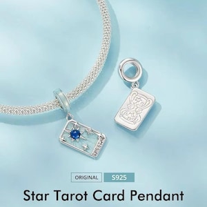Tarotkaartenbedel, de ster-tarotkaartbedel, 100% echt sterlingzilver S925 emaille edelsteenbedels voor Europese armbanden, kettinghanger