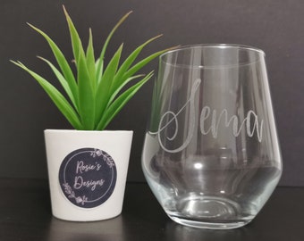 Personalised Stemless Wine Glass | Stemless Glass | Barware | Personalised Glass | Engraved Wine Glass