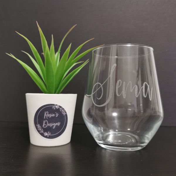 Personalised Stemless Wine Glass | Stemless Glass | Barware | Personalised Glass | Engraved Wine Glass
