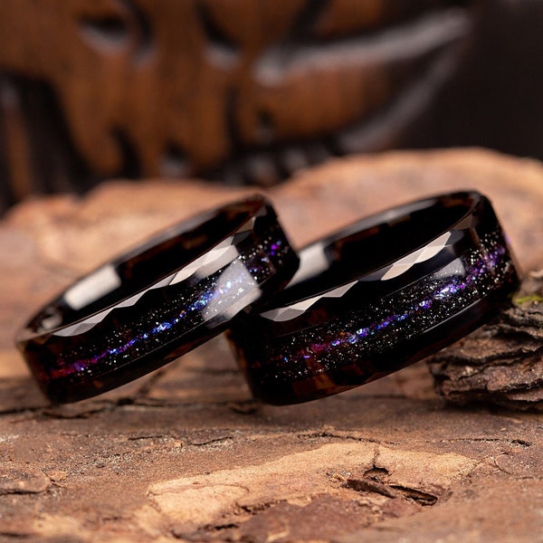 Nebula matching rings, Rings for couples, His and her wedding bands, Galaxy  Forever rings, Meteorite couple rings, Matching rings, Bands