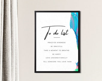 To-Do List for the Soul - Rainbow Coloured Self Love Print - Modern Home Decor in a Variety of Sizes