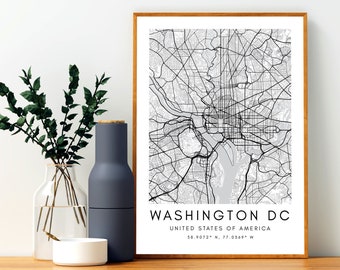 Washington DC Map Printable Wall Art - Washington DC City Map Wall Poster - Washington Dc Wall Art Print - USA Map Print -
