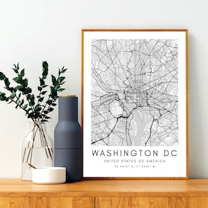 Carte de Washington DC imprimable - Poster mural de carte de la ville de Washington DC - impression d'art mural Washington DC - impression carte des Etats-Unis -