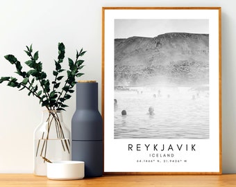 Reykjavik Blue Lagoon - Reykjavik Wall Decor - Reykjavik Printable Art - Iceland Travel Print - Printable Wall Art - Black And White Print