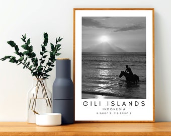 Gili Islands Printable Art - Island Painting Travel Art - Underwater Statues- Gili Islands Print - Minimalist Travel Print Art