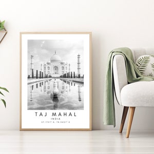 Taj Mahal India Art Print - Taj Mahal Printable Wall Art – Indian Taj Mahal Wall Decor – Taj Mahal Digital Print - Agra Black And White