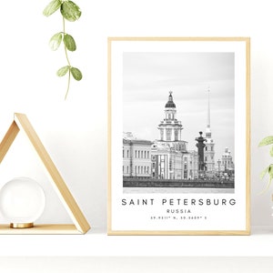 Art de Saint-Pétersbourg - Impression de Russie de Saint-Pétersbourg - Affiche de Saint-Pétersbourg - Décor imprimable de Saint-Pétersbourg - Impression d’affiche - Noir et blanc
