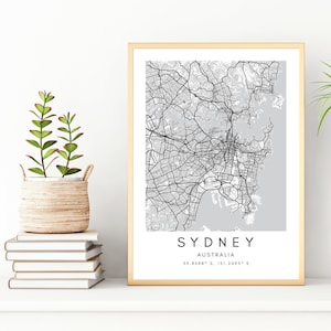 Sydney City Wall Art Print - Sydney Street Map Wall Poster - Sydney Australia Map Wall Art Gift - Sydney Map Printable Art - Minimalist Map