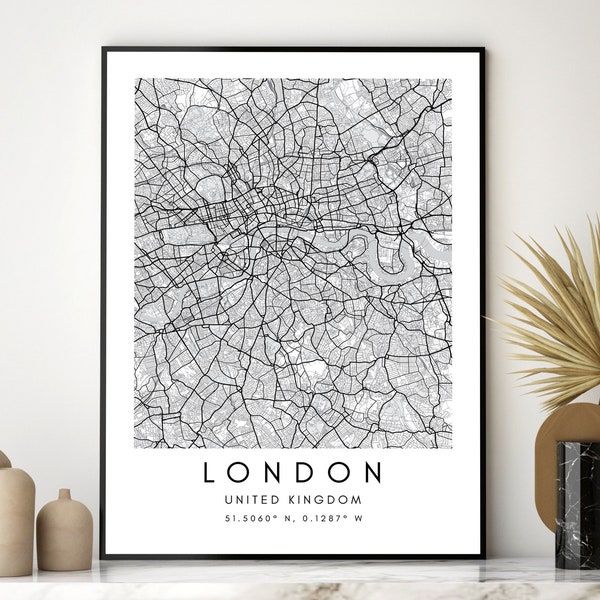 London City Map Poster Print - London Wall Map Poster - Historic London Map Art Print- London England Map Print - United Kingdom Map Print