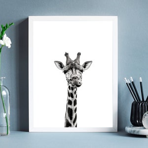 Black and White Giraffe Print: Modern Safari Wall Art