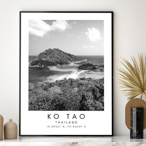 Koh Tao Wall Art Printable - Koh Tao Thailand Print Art - Koh Tao Wall Decor - Beach Art - Minimalist Travel Print Art - Ko Tao Island