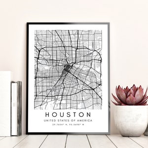 Houston Map Wall Art Print - Home Wall Decor Gift - Houston City Map Poster - Houston Poster Printable Artwork - Minimalist Map Prints